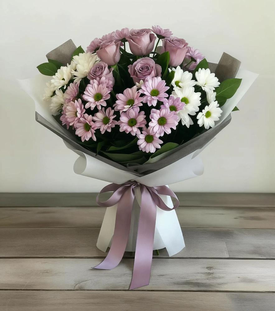 Букет цветов из: Хризантемы и Розы в Болохово