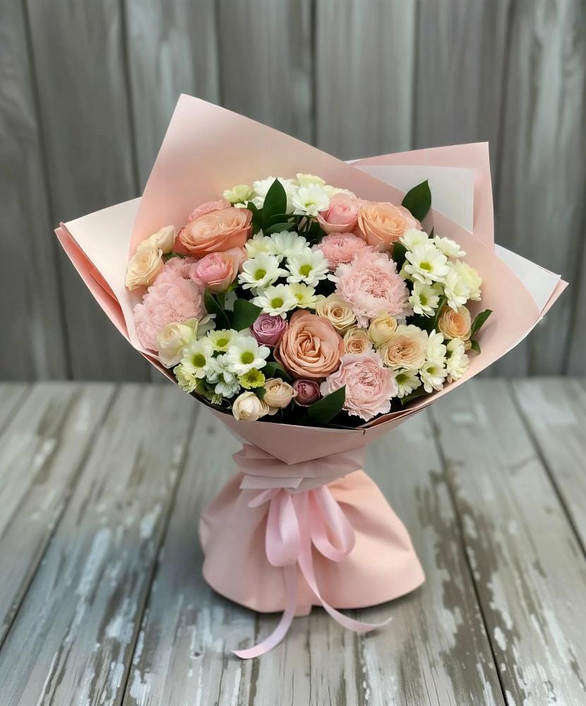 Букет цветов из: Гвоздики, Розы и Хризантемы в Болохово