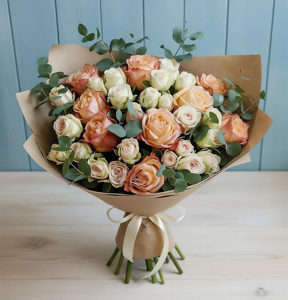 Букет цветов из: Альстромерии и Розы в Болохово