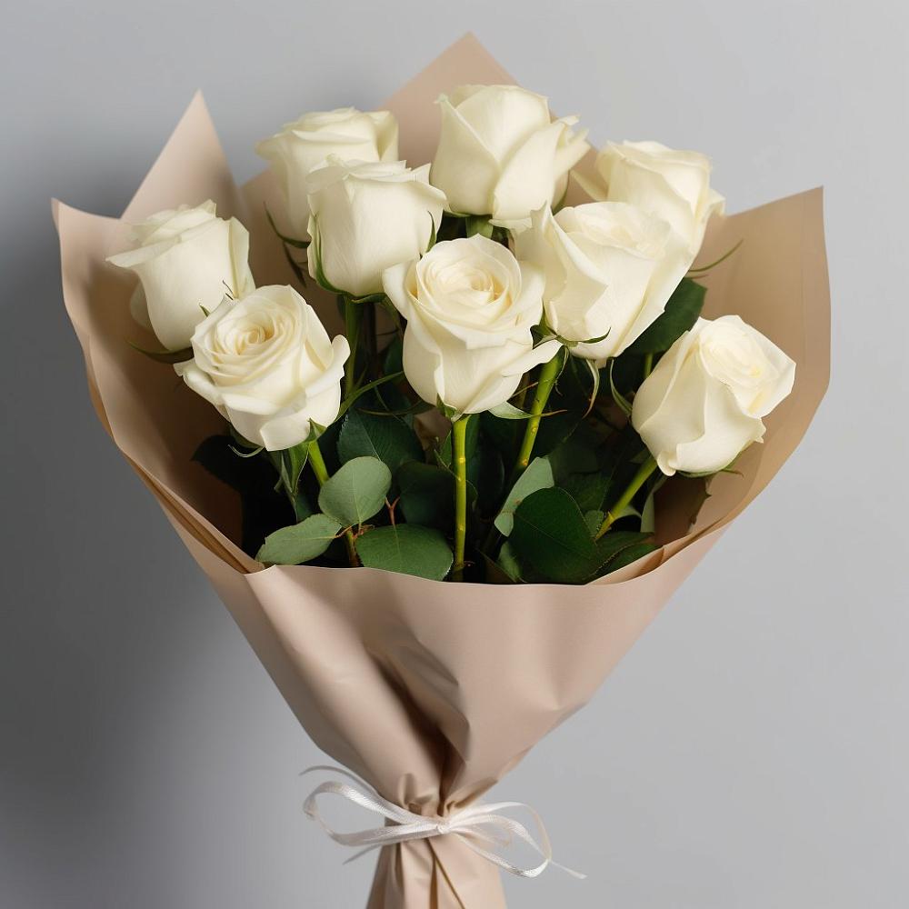 Букет 9 Белых роз Эдлесс Лав в Болохово