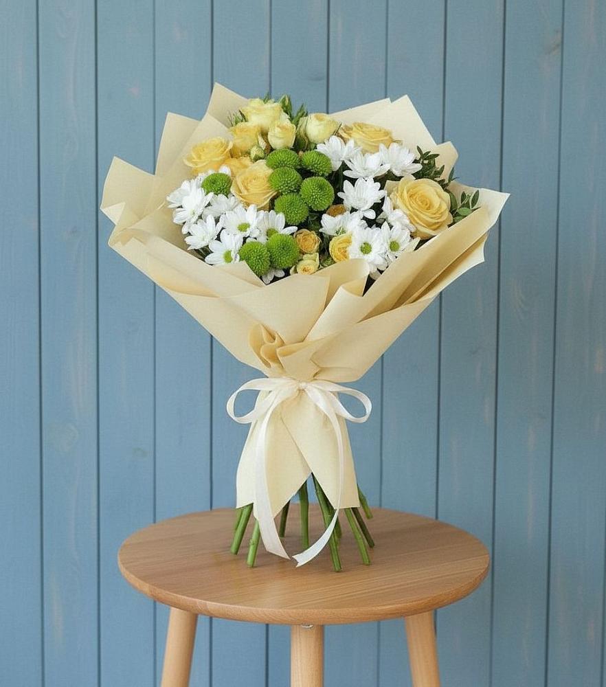 Букет цветов из: Хризантемы и Розы в Болохово