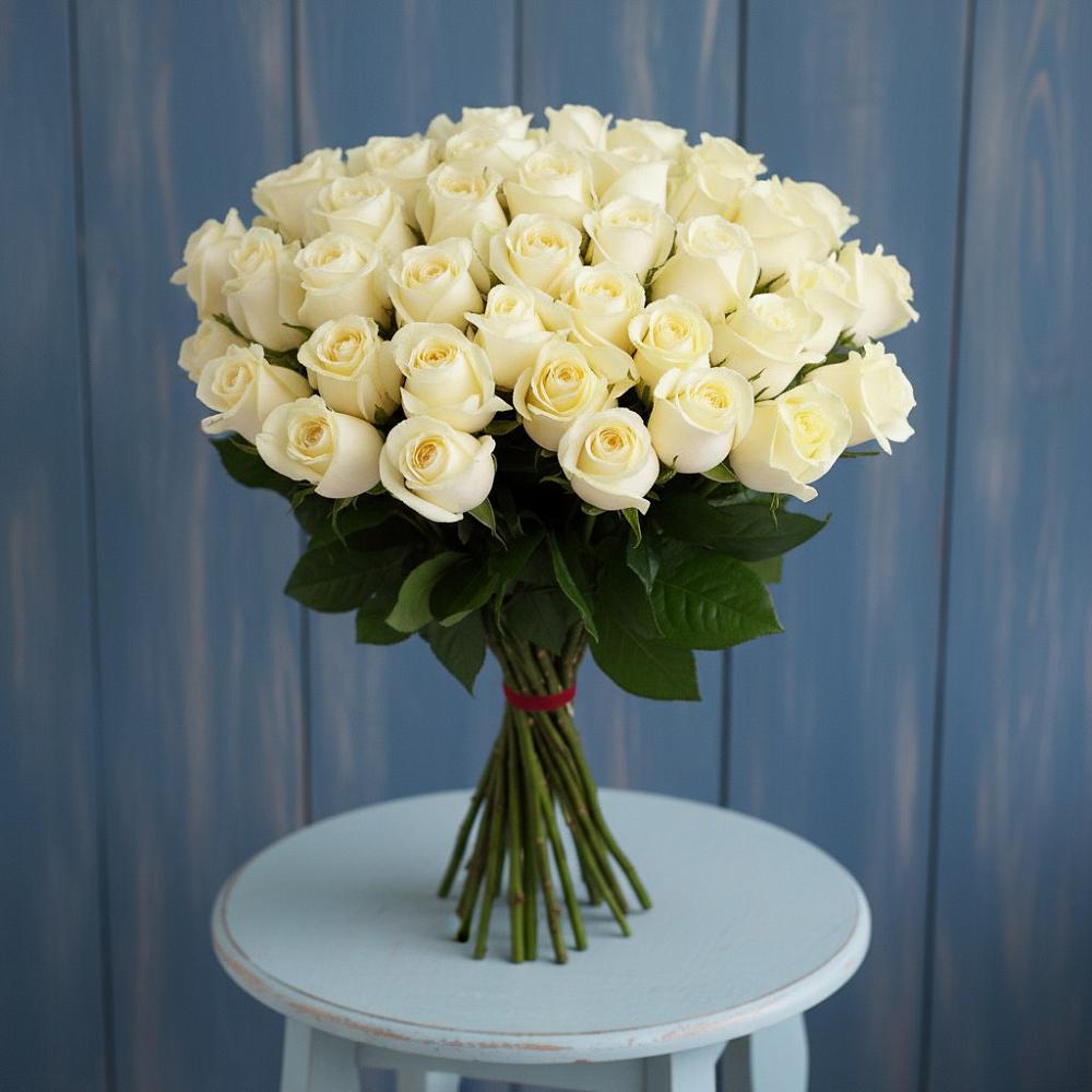 Букет 51 Белая роза Эдлесс Лав в Болохово