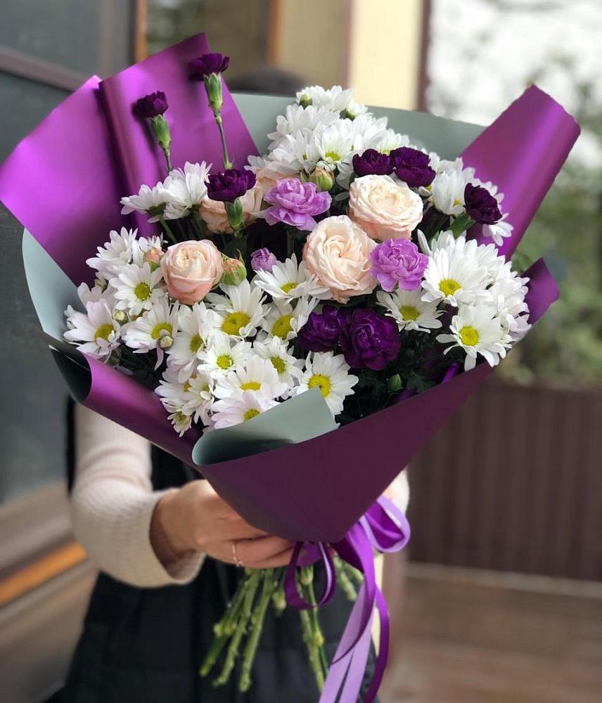 Букет цветов из: Хризантемы, Гвоздики и Розы в Болохово