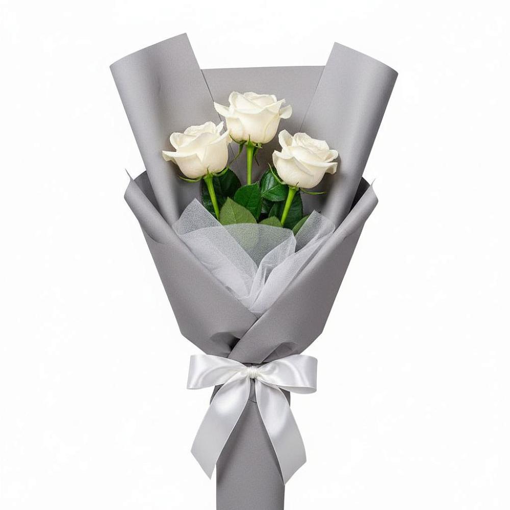Букет 3 белые розы в Болохово