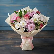 Букет цветов из:  Хризантемы, Альстромерии и Розы в Болохово