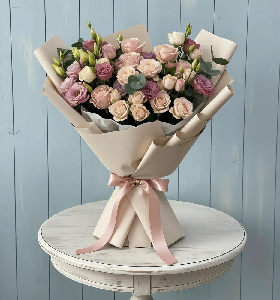 Букет цветов из: Розы и Лизиантусы в Болохово