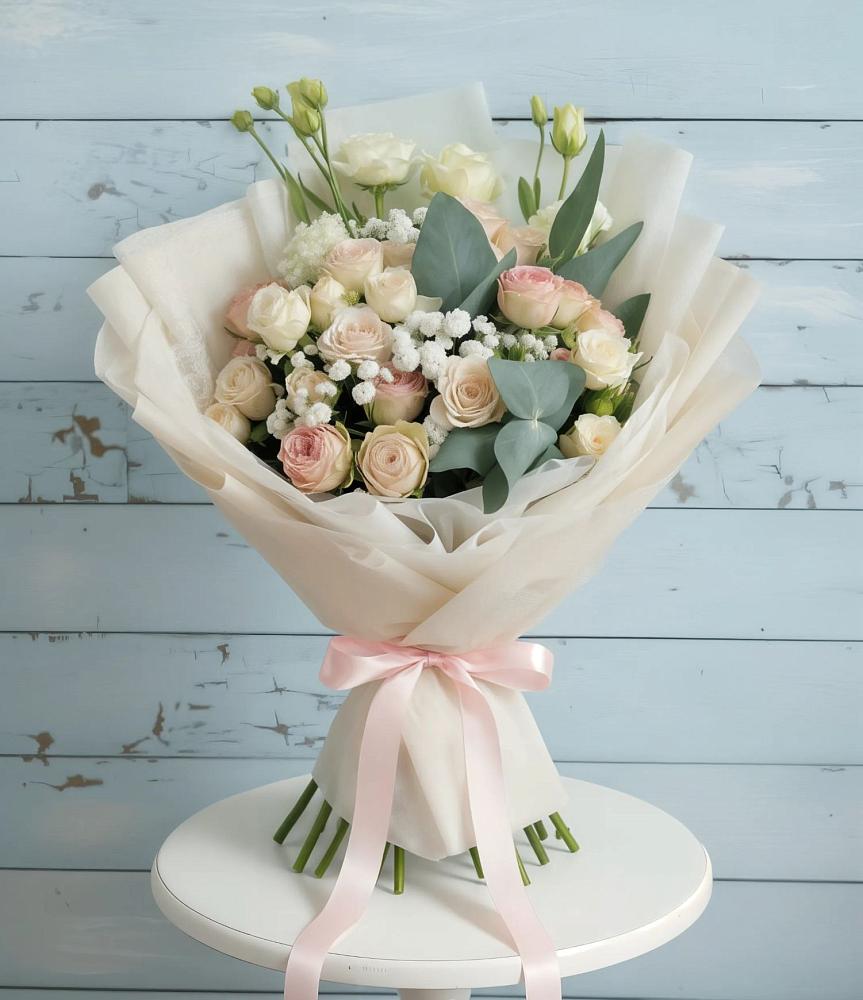 Букет цветов из: Розы и Лизиантусы в Болохово