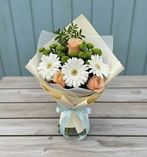 Букет цветов из:  Герберы, Розы и Хризантемы #REPLACE_PRED# Болохово