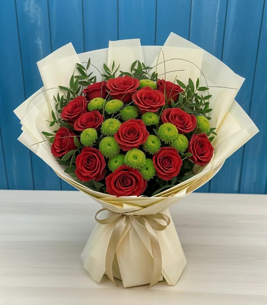 Букет цветов из: Розы и Хризантемы в Болохово